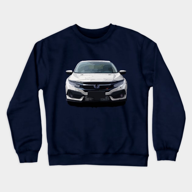 Sleek White Honda Civic Vector T-Shirt Desig Crewneck Sweatshirt by GearHead Threads